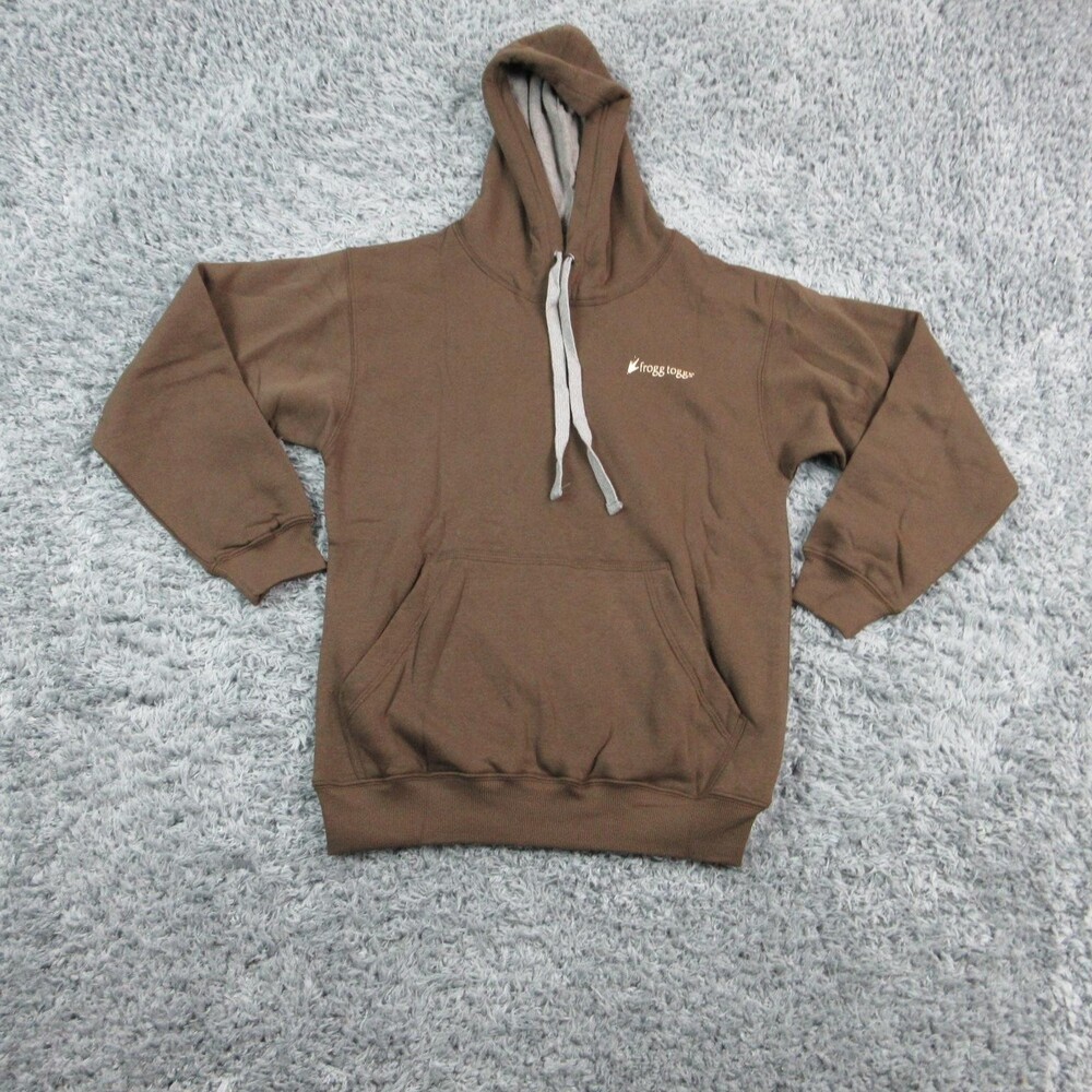 Frogg Toggs Hoodie Sweatshirt Mens S Brown Pullover Hooded Fleece Graphic NWOT
